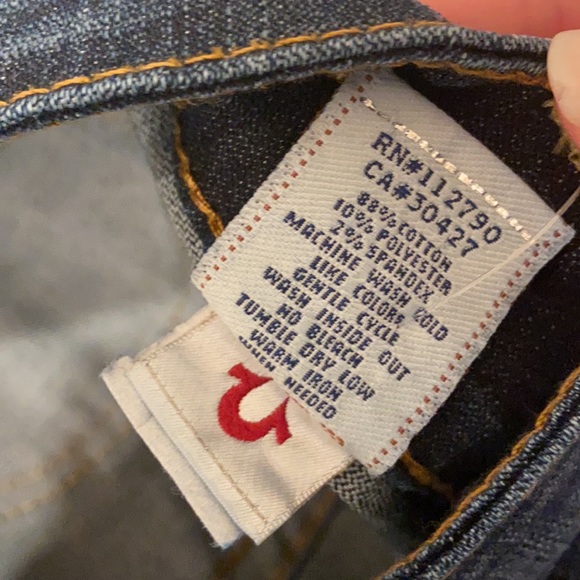 Y2K True Religion Women’s Denim Jeans LARGE LOGO BACK FLAP POCKETS STITCHING 31 - Picture 14 of 16
